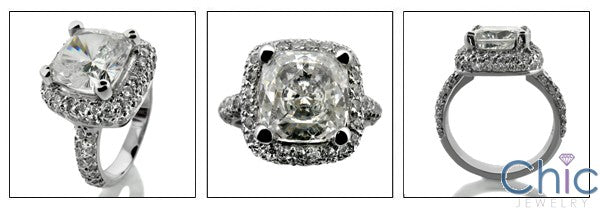 Engagement 2 Ct Cushion Center Pave Cubic Zirconia Cz Ring