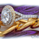 2 Ct Round Stone in Double Halo Two Tone 14K White Gold Pave Cubic Zirconia Engagement Ring