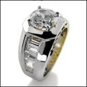 Anniversary 2 Ct Round Center Channel Baguettes Cubic Zirconia Cz Ring