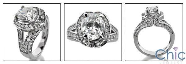 Estate 2.5 Oval Center Stone Paved Halo Cubic Zirconia Cz Ring