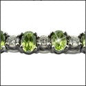 Oval Peridot Ct Diamond Tennis Cubic Zirconia CZ Bracelet