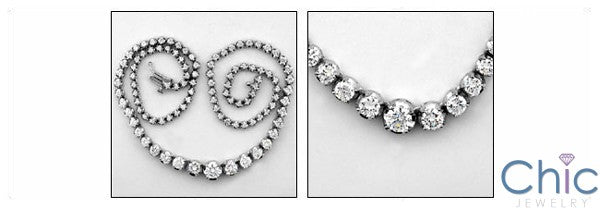 Cubic Zirconia Cz 17 Inch Round Stone Prong Set Necklace