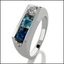 Mens Round Princess Channel Set Cubic Zirconia CZ Wedding Band