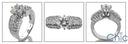 Engagement Round Brilliant 1 Ct Center Wide shank Cubic Zirconia Cz Ring