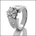 Engagement 2 Ct Round Center 6 Prong Cubic Zirconia Cz Ring