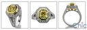 Estate 1 Ct Canary Asscher Yellow Bezel Pave Cubic Zirconia Cz Ring
