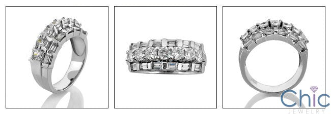 Anniversary 3.25 TCW Round Baguettes Cubic Zirconia Cz Ring