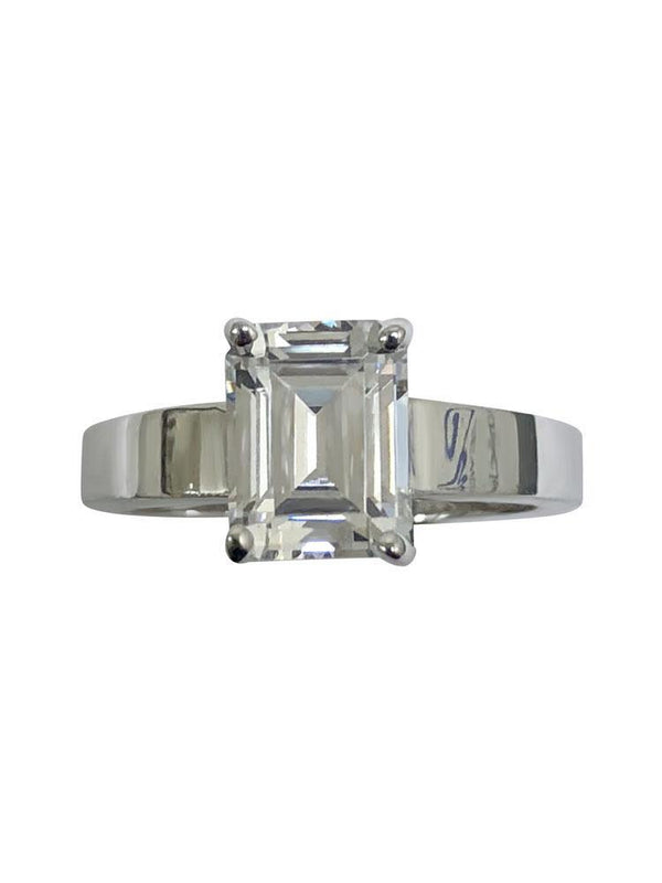 3 carat emerald cut 9 by 7 cubic zirconia Solitaire ring