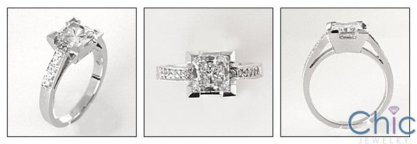 Engagement 1 Ct Princess Center Pave Cubic Zirconia Cz Ring