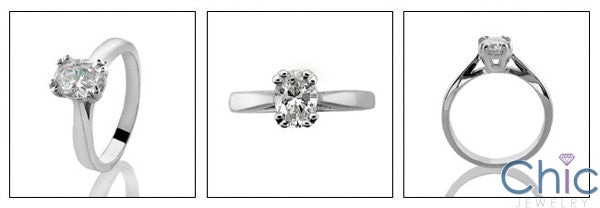 Solitaire 1.25 Oval Center Engagement Cubic Zirconia Cz Ring