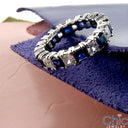 Sapphire Diamond CZ Eternity Prong Set Band