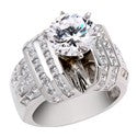 Heavy And  Wide 2.5 Round Center Cubic Zirconia 14K White Gold Engagement Ring