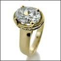 Engagement 2.5 Oval Center Prongs Pave Round Stone Cubic Zirconia Cz Ring