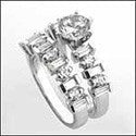 Matching Set Round Center Channel Baguette Cubic Zirconia Cz Ring