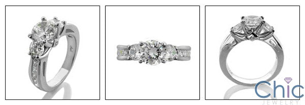 Engagement 1.25 Round Center Channel Cubic Zirconia Cz Ring