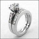 Matching Set Round 1 Ct Center Princess Cubic Zirconia Cz Ring