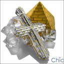 Two Tone Gold Cross Canary Ct Diamond Color CZs