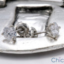 Round 1 Ct Martini 3 Prong Cubic Zirconia CZ Earrings