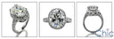 Oval 3 Carat  Cubic Zirconia Center Eternity Style Engagement 14K White Gold Ring
