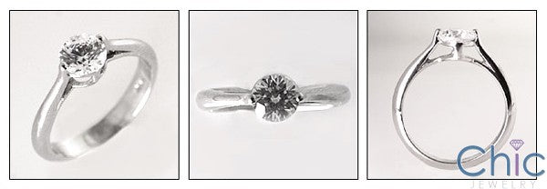 Solitaire .75 Round Single Stone in Prong Setting Cubic Zirconia Cz Ring 14K White Gold