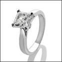 Cubic Zirconia 1 Carat Princess Stone Tiffany Solitaire Platinum Engagement Ring