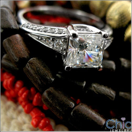 Engagement Princess 1 Ct Pave Cubic Zirconia Cz Ring