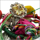 Estate Canary Princess 2 Ct Rose Gold Halo Cubic Zirconia Two Tone Ring