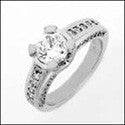Estate Antique Style Round 1 Ct Center Stone Pave Cubic Zirconia Cz Ring