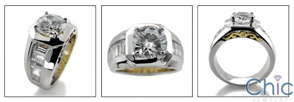 Anniversary 2 Ct Round Center Channel Baguettes Cubic Zirconia Cz Ring