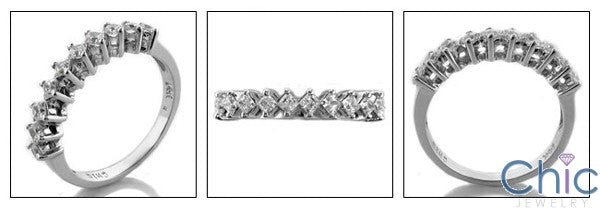 Wedding .50 Princess in share Prong Cubic Zirconia CZ Band 