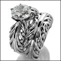 Matching Set 2 Ct Round Ct Wedding Cubic Zirconia Cz Ring