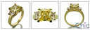 3 Stone Canary Princess 2 Ct Ct Trapezoids Cubic Zirconia Cz Ring
