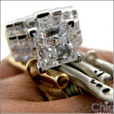 2 Ct Princess Cubic Zirconia Center Engagement Ring 14K White Gold Wide Shank with Channel Sides