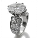 6 Carat Oval Cubic Zirconia Engagement Ring Engraved Wide Shank 14k White Gold