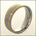 Mens Titanium 2 gold Stripes Band