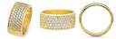 9mm Wedding Band in 5 Rows of Pave Cubic Zirconia 14k Yellow Gold