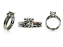 Cubic Zirconia 2 Carat Solitaire Ring with Plain Matching Band