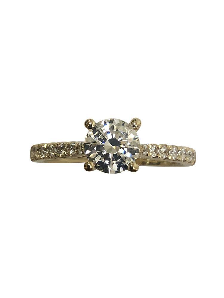 .75 Cubic Zirconia Round Stone 4 prong Engagement ring 14 K Gold