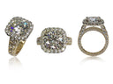 6 Carat Cushion cut Cubic Zirconia Two Tone 14K Halo style Engagement Ring