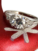 Highest quality Round Cubic Zirconia 1 carat Center 14k White gold Engagement ring