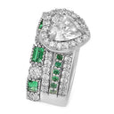 Art Deco Style 2 Carat Heart Shape Cubic Zirconia Engagement ring with Eternity Band 14K W Gold