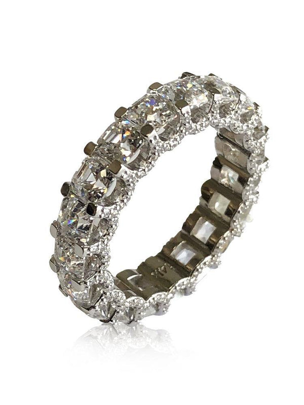 Eternity wedding band with Asscher cuts and pave set prongs /chicashot100 -  LA Chic Jewelry Inc