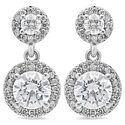1 Carat Highest Grade Cubic Zirconia Round Stone Halo Style Earrings in 14k White Gold