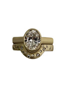 Oval Cubic Zirconia Bezel ring with Fitted Matching band MACHICASHOT50 -  LA Chic Jewelry Inc