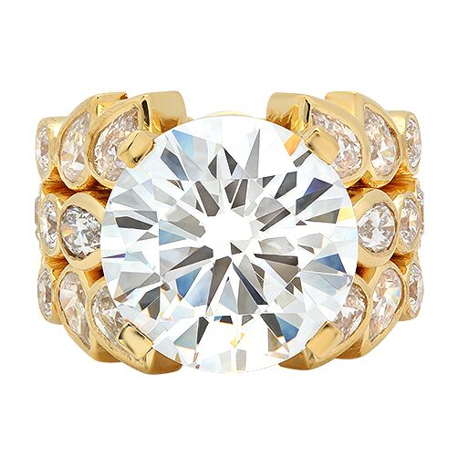 Round Brilliant CZ And Pear Shape Engagement Ring