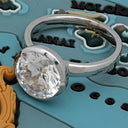 Solitaire 3.5 Ct Round Cubic Zirconia Bezel Tiffany Engagement Ring In 14K White Gold