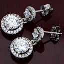 1 Carat Highest Grade Cubic Zirconia Round Stone Halo Style Earrings in 14k White Gold