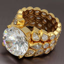 Round Brilliant CZ And Pear Shape Engagement Ring