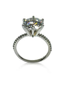 Round Cubic Zirconia 3 Carat Platinum Engagement Ring Micro Pave Band