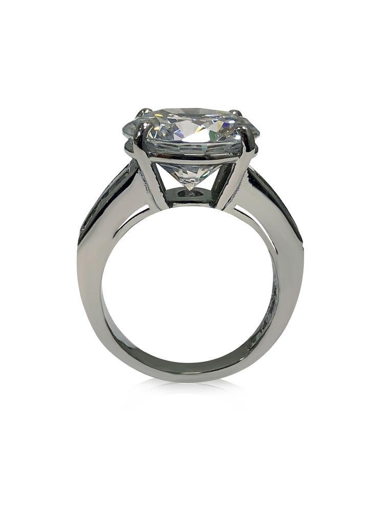 6 carat Round Brilliant Cubic Zirconia Engagement Ring with Channel sides